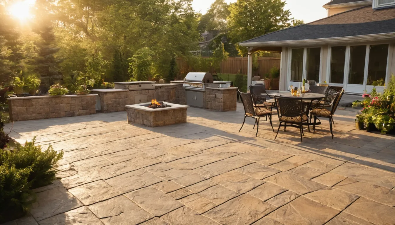 A stamped concrete patio at a home in the Lorain area